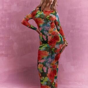 Missguided Multicolor Long Sleeve Maxi Dress